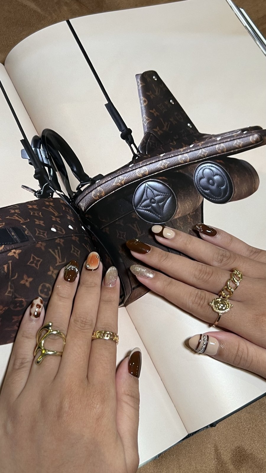 Luxury hand-painted nail art design created at La Maison Française in Pererenan, Bali