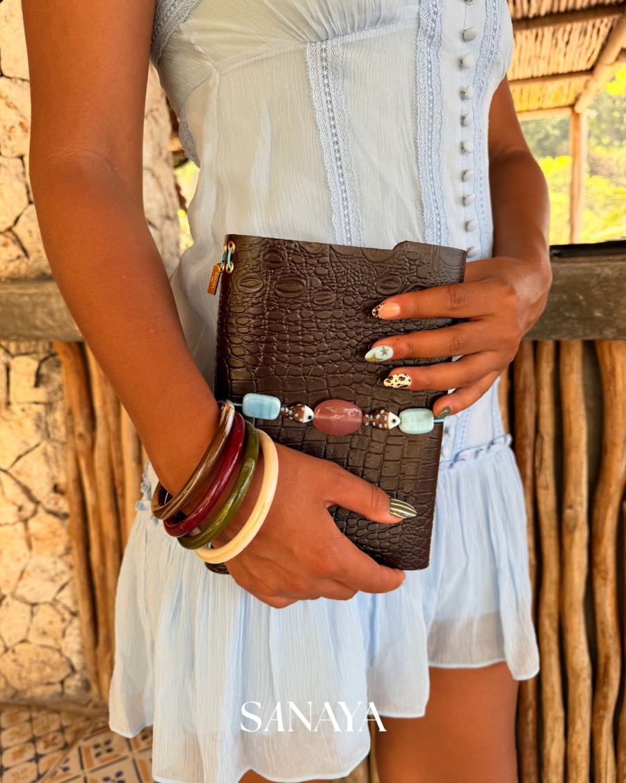 La Maison Française × Sanaya Jewelry collaboration — nail art and leather charm journal Pererenan Bali